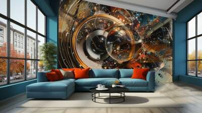 Abstract camera illustration, World Photography Day Wall mural