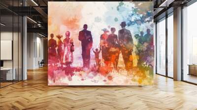 Celebrating juneteenth and african american liberation day. American holiday, celebrated in June 19. Water color style Wall mural