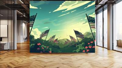 the 4th of july, independence day USA, the stars and stripes, US Army,  Wall mural