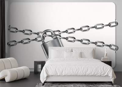 The gray metal chain and padlock, handcuffed card, vector illustration Wall mural