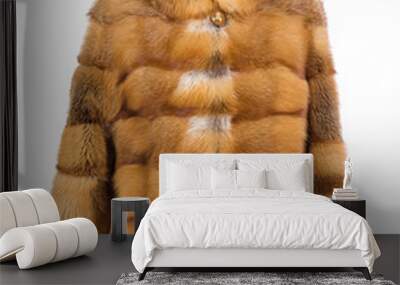 Real foxy fur coat isolated on white background Wall mural