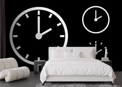 Clock icon, minimal style. arrow show2 hr. from number 12 to 2. on the black background Wall mural