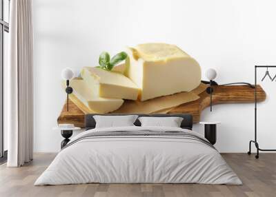 pieces of butter on wooden cutting board Wall mural