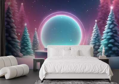 abstract pastel Glowing neon Christmas bokeh background Round stage for presentation sale product Wall mural