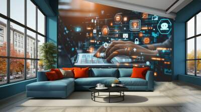 Discover the dynamic interplay between digital marketing, finance, and cyber security, crafting a secure and innovative business landscape. Wall mural