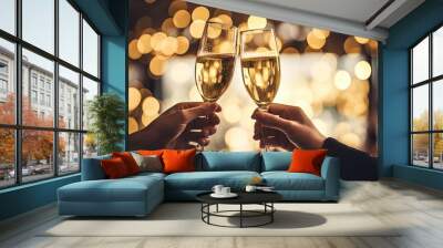 two glasses of champagne Wall mural