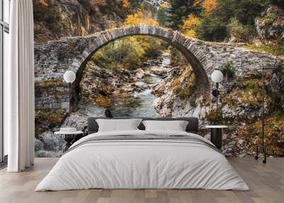 Romanesque bridge of Isaba, Valle de Roncal, Navarre, Spain Wall mural