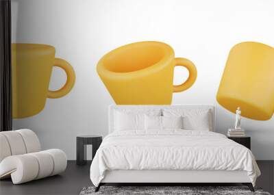 Realistic 3d coffee cup vector object illustration Wall mural