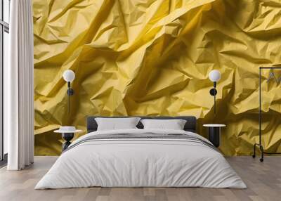 Blank yellow paper crumpled and creased paper poster texture background Wall mural