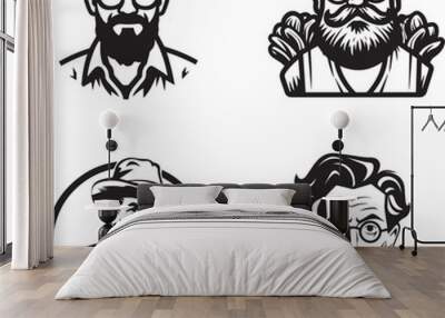 worker business man face and head illustrated logo Wall mural