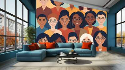 Diversity & Inclusion: Images showcasing a variety of ethnicities, genders, ages, and abilities working together, celebrating differences, or enjoying shared experiences. Wall mural