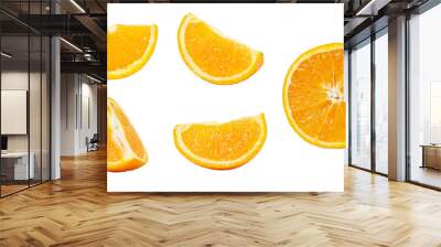 orange isolated on white background. sliced orange wedges. ripe and juicy orange Wall mural