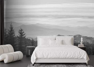 Winter snow landscape - white, peaceful, sky, colors Wall mural