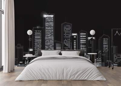 vector of night city skyline Wall mural