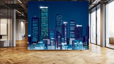 Vector of night city skyline Wall mural