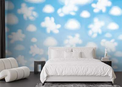 Vector  white clouds bears  shapes,  cute background. Wall mural