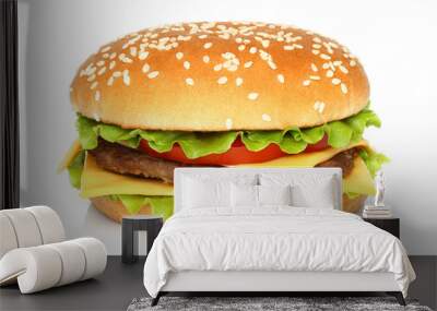 big hamburger on white background Wall mural