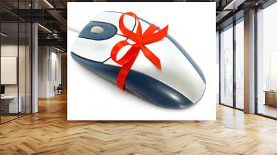 Computer mouse with red bow Wall mural