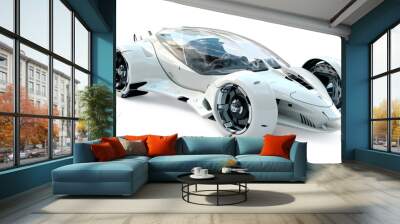 Futuristic car on white background, future technology concept, realistic 3D illustration, generative ai Wall mural