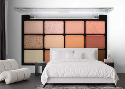 Palette of eyeshadow isolated on white background, top view Wall mural