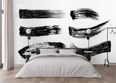 Set of cosmetic mascara strokes on white background Wall mural