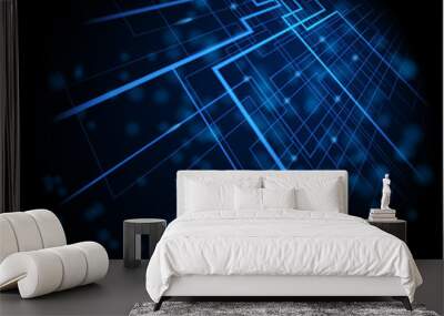 blue abstract glowing background Wall mural