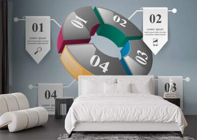 Abstract 3D digital illustration Infographic. Wall mural