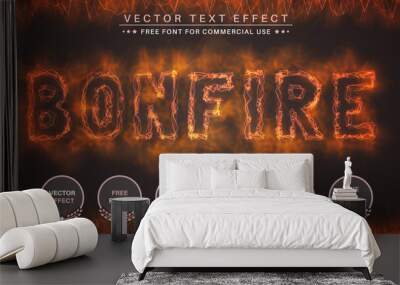 Bonfire -  editable text effect, font style Wall mural