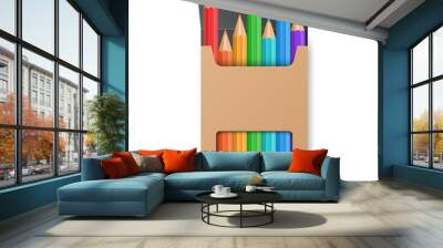 Color pencil set in the yellow box. Wall mural