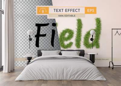 Field Grass Text Effect, Graphic Style. Vector Mockup and Template. Slogan and Brand Company. Wall mural