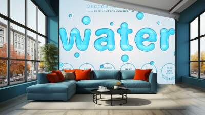 water - edit text effect, font style Wall mural