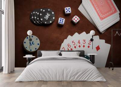 Poker chips and generic playing cards Wall mural