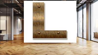 rusty metal letter l. alphabet isolated on white background Wall mural