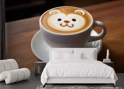 Cute Bear Latte Art Wall mural