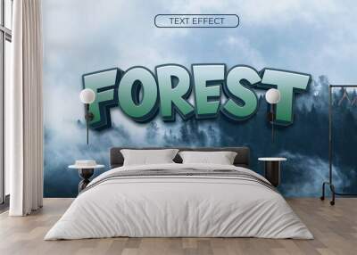 forest theme text style. editable text style effect. Wall mural