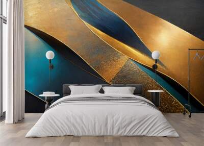 photo of a gold and blue design on a black background Wall mural