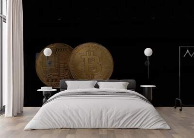 Two Bitcoins together Wall mural