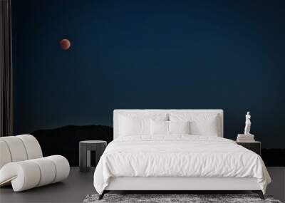 Mysterious view of a night sky with red moon in Los Angeles, California, USA Wall mural