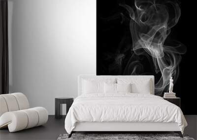 White smoke steam, smokes from hot food or drink isolated on transparent background Wall mural