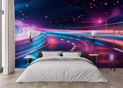 Abstract light background City Road light, night highway lights, traffic with highway road motion lights Wall mural