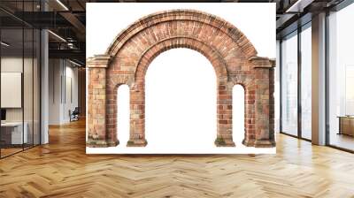 Antique brick archway isolated on white. Wall mural