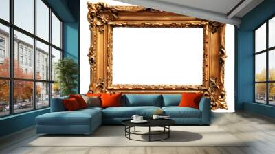 antique gold frame isolated on white Wall mural