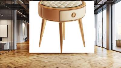 Chic Vanity Stool with Upholstered Seat isolated on a white background Wall mural