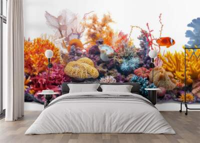 Set of coral reefs cut out isolated on white background. Wall mural