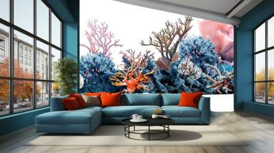 Set of coral reefs cut out isolated on white background. Wall mural