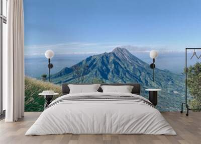 View from the top of Mountain Merbabu via Suwanting Magelang route, Central Java with a view of Mount Merapi Wall mural