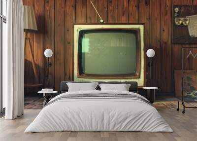 Vintage tv set retro television with empty screen Wall mural