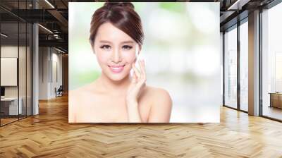 Beautiful woman smile with clean face skin Wall mural