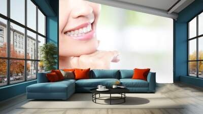 beautiful young woman teeth close up Wall mural