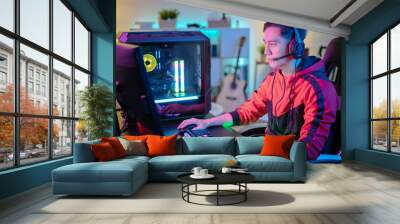 cyber sport gamer playing game Wall mural